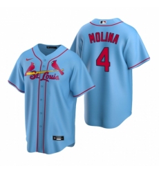 Men's Nike St. Louis Cardinals #4 Yadier Molina Light Blue Alternate Stitched Baseball Jersey