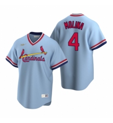 Men's Nike St. Louis Cardinals #4 Yadier Molina Light Blue Cooperstown Collection Road Stitched Baseball Jersey