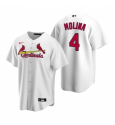 Men's Nike St. Louis Cardinals #4 Yadier Molina White Home Stitched Baseball Jersey