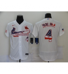 Men's Nike St. Louis Cardinals #4 Yadier Molina Yadi White 2020 Stars & Stripes 4th of July Jersey