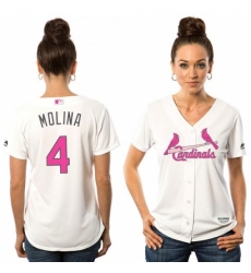 Women's Majestic St. Louis Cardinals #4 Yadier Molina Authentic White Mother's Day Cool Base MLB Jersey