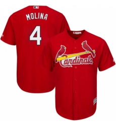 Youth Majestic St. Louis Cardinals #4 Yadier Molina Authentic Red Alternate Cool Base MLB Jersey