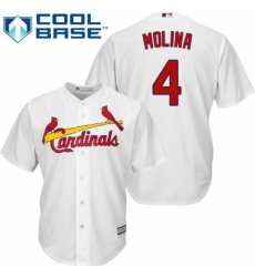 Youth Majestic St. Louis Cardinals #4 Yadier Molina Authentic White Home Cool Base MLB Jersey