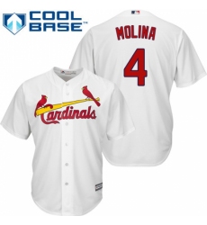 Youth Majestic St. Louis Cardinals #4 Yadier Molina Replica White Home Cool Base MLB Jersey