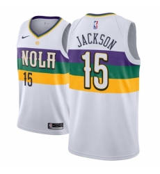 Men NBA 2018-19 New Orleans Pelicans #15 Frank Jackson City Edition White Jersey