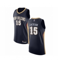 Men's New Orleans Pelicans #15 Frank Jackson Authentic Navy Blue Basketball Jersey - Icon Edition