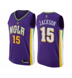 Men's New Orleans Pelicans #15 Frank Jackson Authentic Purple Basketball Jersey - City Edition