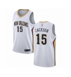 Men's New Orleans Pelicans #15 Frank Jackson Authentic White Basketball Jersey - Association Edition