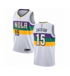 Men's New Orleans Pelicans #15 Frank Jackson Authentic White Basketball Jersey - City Edition
