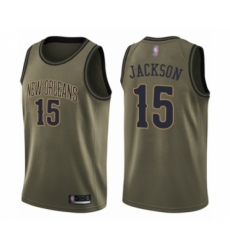 Men's New Orleans Pelicans #15 Frank Jackson Swingman Green Salute to Service Basketball Jersey