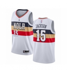 Men's New Orleans Pelicans #15 Frank Jackson White Swingman Jersey - Earned Edition