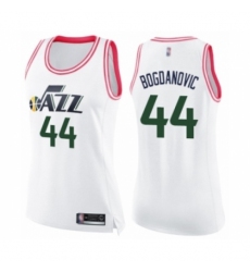 Women's Utah Jazz #44 Bojan Bogdanovic Swingman White Pink Fashion Basketball Jersey