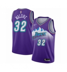 Men's Utah Jazz #32 Karl Malone Authentic Purple Hardwood Classics Basketball Jersey