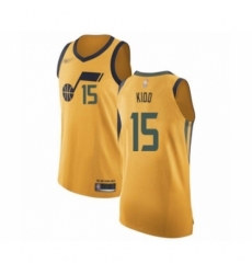 Men's Utah Jazz #15 Stanton Kidd Authentic Gold Basketball Jersey Statement Edition