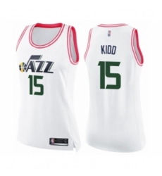 Women's Utah Jazz #15 Stanton Kidd Swingman White Pink Fashion Basketball Jersey