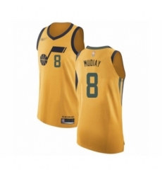 Men's Utah Jazz #8 Emmanuel Mudiay Authentic Gold Basketball Jersey Statement Edition