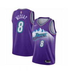 Men's Utah Jazz #8 Emmanuel Mudiay Authentic Purple Hardwood Classics Basketball Jersey