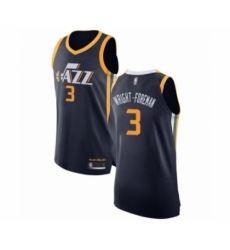 Men's Utah Jazz #3 Justin Wright-Foreman Authentic Navy Blue Basketball Jersey - Icon Edition