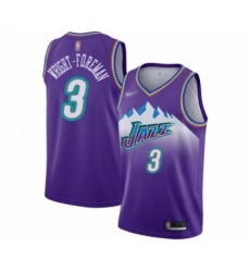 Men's Utah Jazz #3 Justin Wright-Foreman Authentic Purple Hardwood Classics Basketball Jersey