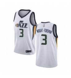 Men's Utah Jazz #3 Justin Wright-Foreman Authentic White Basketball Jersey - Association Edition