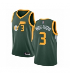 Men's Utah Jazz #3 Justin Wright-Foreman Green Swingman Jersey - Earned Edition