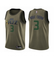 Men's Utah Jazz #3 Justin Wright-Foreman Swingman Green Salute to Service Basketball Jersey