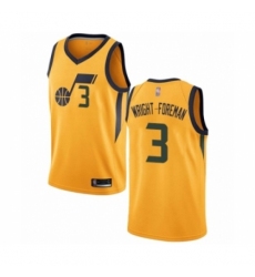 Women's Utah Jazz #3 Justin Wright-Foreman Swingman Gold Basketball Jersey Statement Edition