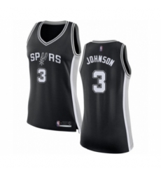 Women's San Antonio Spurs #3 Keldon Johnson Swingman Black Basketball Jersey - Icon Edition