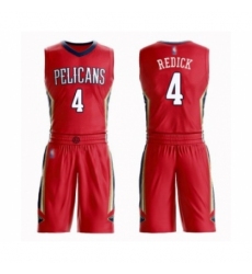 Men's New Orleans Pelicans #4 JJ Redick Swingman Red Basketball Suit Jersey Statement Edition