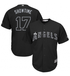 Men's Los Angeles Angels #17 Shohei Ohtani Black Showtime Players Weekend Cool Base Stitched MLB Jersey