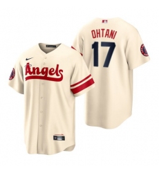 Men's Los Angeles Angels #17 Shohei Ohtani Cream MLB Nike 2022 City Connect Game Jersey