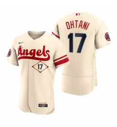 Men's Los Angeles Angels #17 Shohei Ohtani Cream MLB Nike Authentic 2022 City Connect Jersey