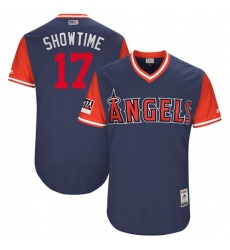Men's Los Angeles Angels #17 Shohei Ohtani Navy Showtime Players Weekend Authentic Stitched MLB Jersey