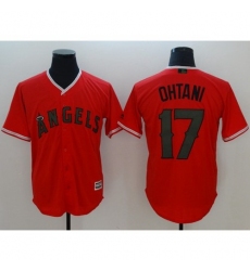 Men's Los Angeles Angels #17 Shohei Ohtani Red New Cool Base 2018 Memorial Day Stitched MLB Jersey