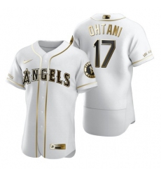 Men's Los Angeles Angels #17 Shohei Ohtani White Nike Authentic Golden Edition MLB Jersey