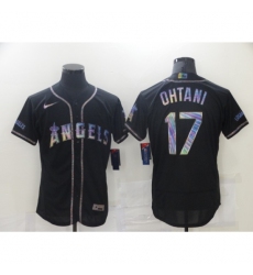Men's Los Angeles Angels of Anaheim #17 Shohei Ohtani Black 2021 Iridescent Logo Jersey