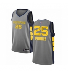 Men's Memphis Grizzlies #25 Miles Plumlee Authentic Gray Basketball Jersey - City Edition