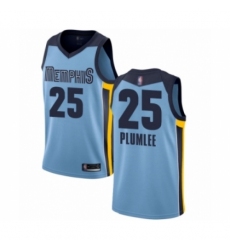 Men's Memphis Grizzlies #25 Miles Plumlee Authentic Light Blue Basketball Jersey Statement Edition