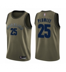 Men's Memphis Grizzlies #25 Miles Plumlee Swingman Green Salute to Service Basketball Jersey