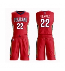 Men's New Orleans Pelicans #22 Derrick Favors Swingman Red Basketball Suit Jersey Statement Edition