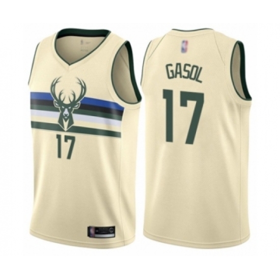 Youth Milwaukee Bucks #17 Pau Gasol Swingman Cream Basketball Jersey - City Edition Youth Milwaukee Bucks #17 Pau Gasol Swingman Cream Basketball Jersey - City Edition