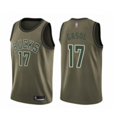 Youth Milwaukee Bucks #17 Pau Gasol Swingman Green Salute to Service Basketball Jersey