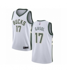 Youth Milwaukee Bucks #17 Pau Gasol Swingman White Basketball Jersey - Association Edition
