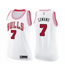 Women's Chicago Bulls #7 Timothe Luwawu Swingman Whit Pink Fashion Basketball Jerse