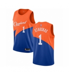 Men's Cleveland Cavaliers #1 Nik Stauskas Authentic Blue Basketball Jersey - City Edition