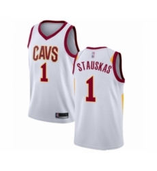 Men's Cleveland Cavaliers #1 Nik Stauskas Authentic White Basketball Jersey - Association Edition