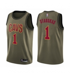 Men's Cleveland Cavaliers #1 Nik Stauskas Swingman Green Salute to Service Basketball Jersey