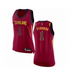 Women's Cleveland Cavaliers #1 Nik Stauskas Authentic Maroon Basketball Jersey - Icon Edition