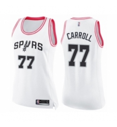 Women's San Antonio Spurs #77 DeMarre Carroll Swingman White Pink Fashion Basketball Jersey