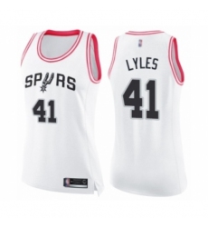 Women's San Antonio Spurs #41 Trey Lyles Swingman White Pink Fashion Basketball Jersey